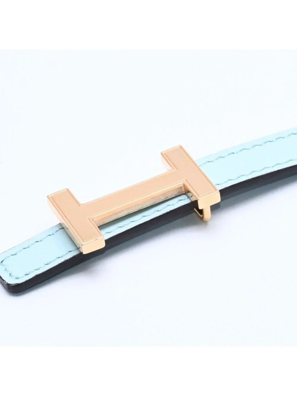 Hermes Belt Gold Leather Reversible Emerald Green